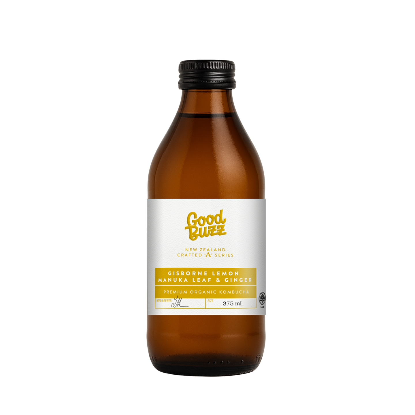 Gisborne Lemon Manuka Leaf & Ginger Kombucha 375mL 12-Pack