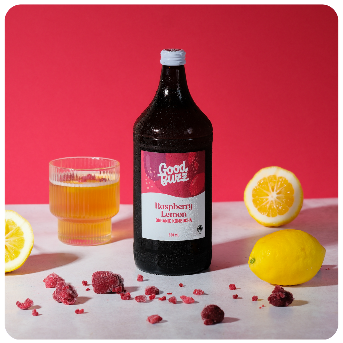 Raspberry Lemon Kombucha 888ml 8-pack