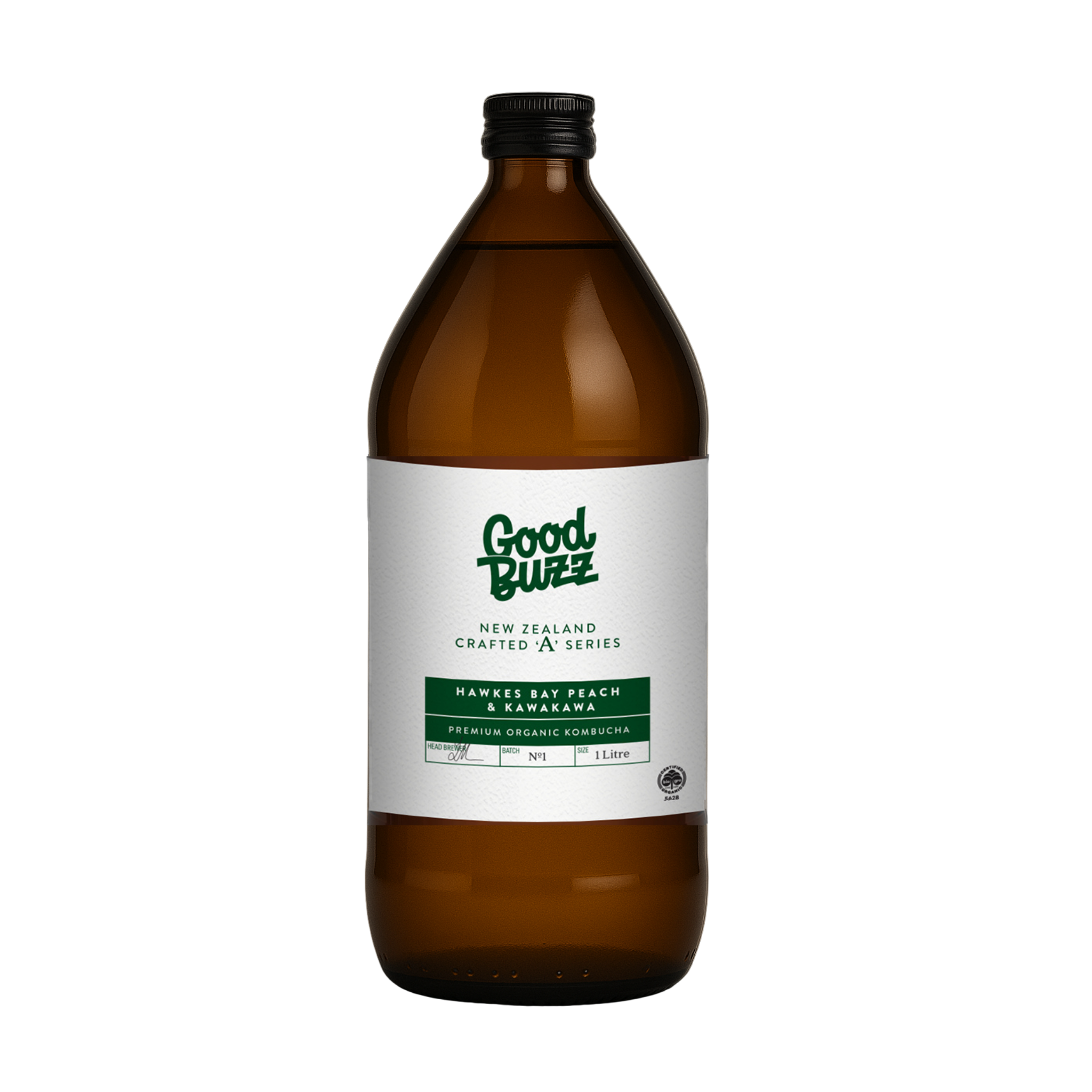 Hawkes Bay Peach & Kawakawa Kombucha 1L - 6pack