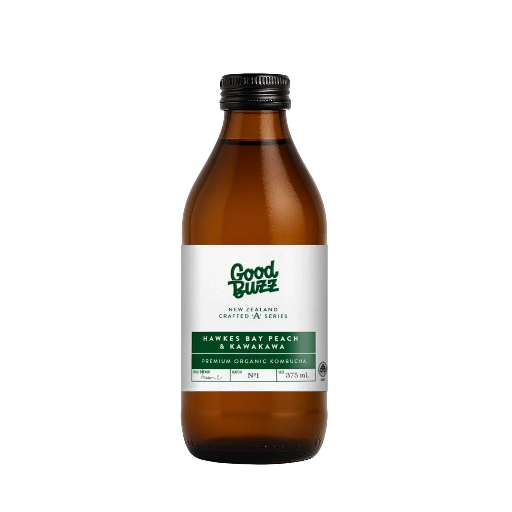 Hawkes Bay Peach & Kawakawa Kombucha 375mL 12-Pack