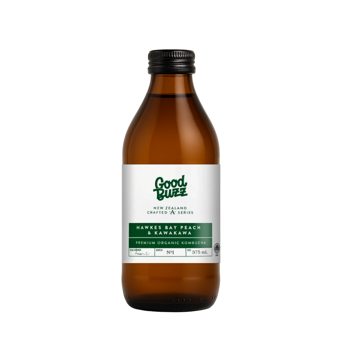 Hawkes Bay Peach & Kawakawa Kombucha 375mL 12-Pack