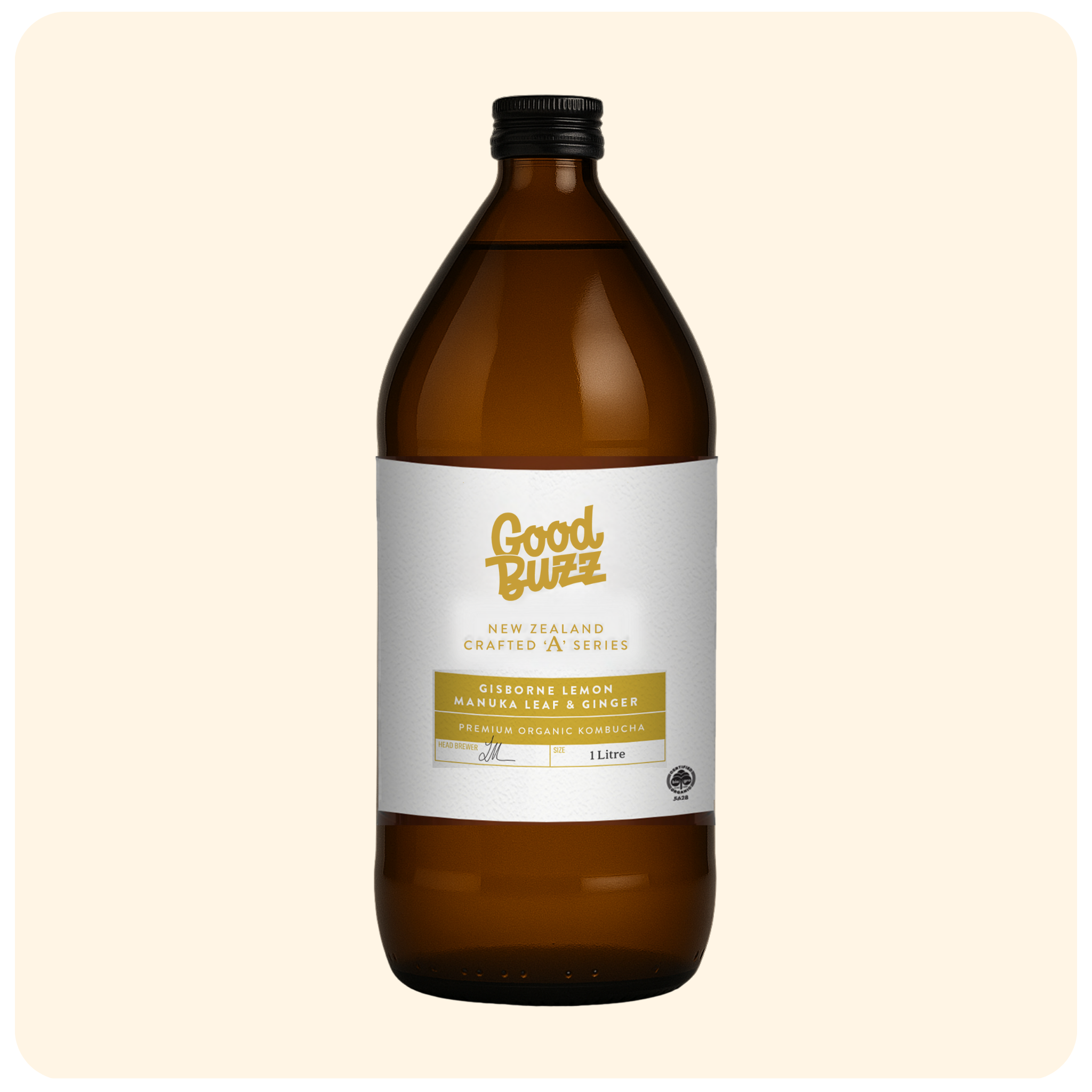 Gisborne Lemon Manuka Leaf & Ginger Kombucha 1L - 6 pack