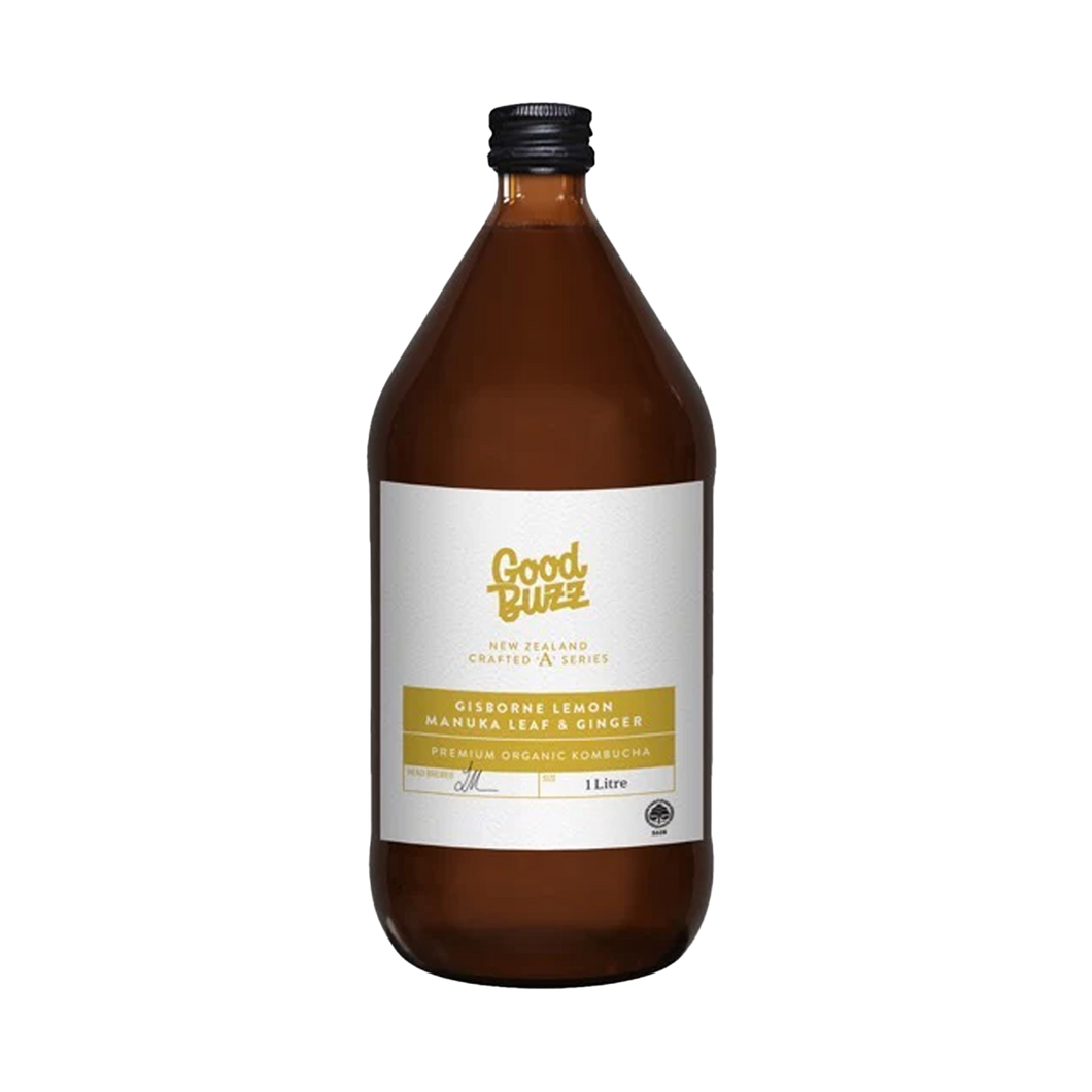 Gisborne Lemon Manuka Leaf & Ginger Kombucha 1L - 6 pack