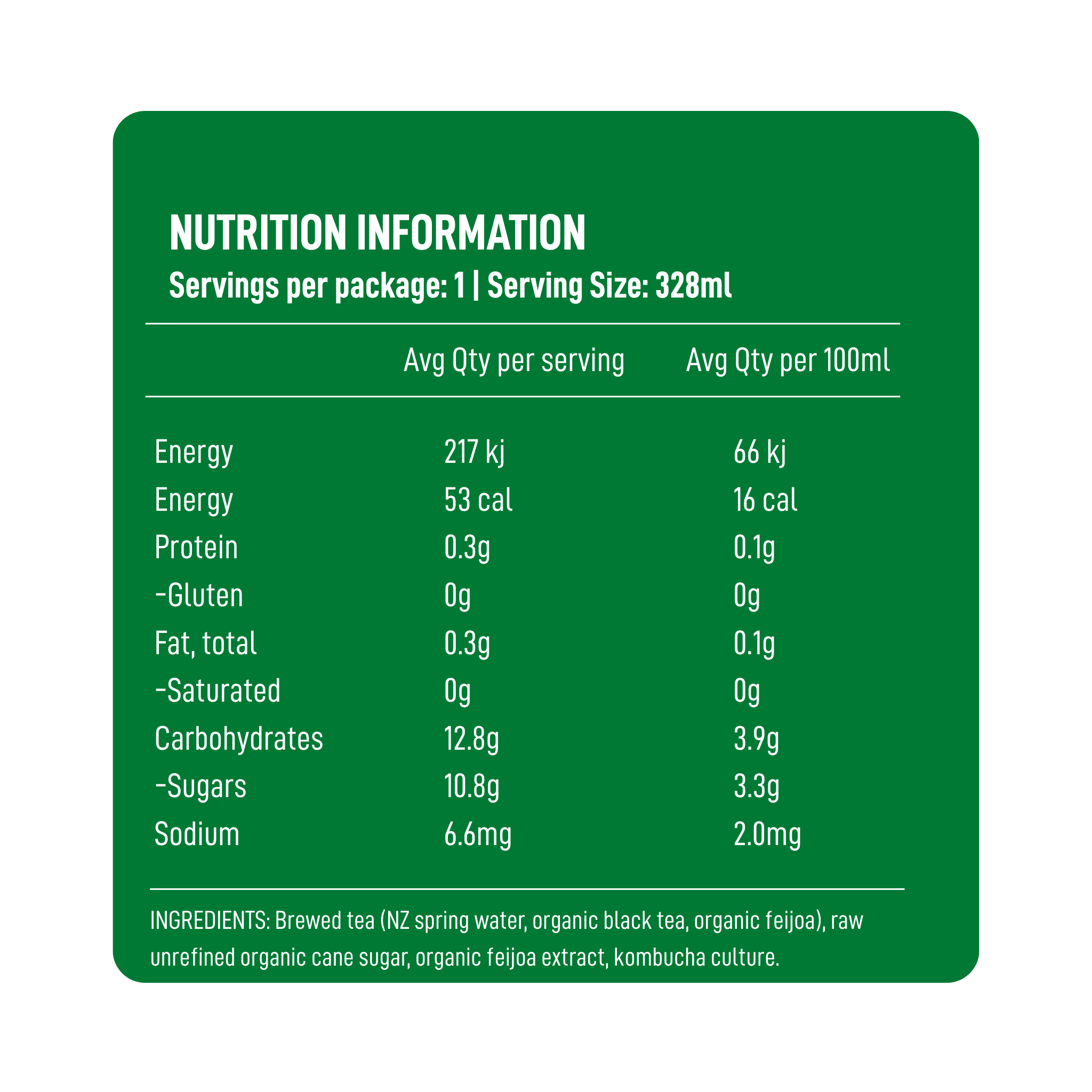 Feijoa Kombucha 328ml 12-pack