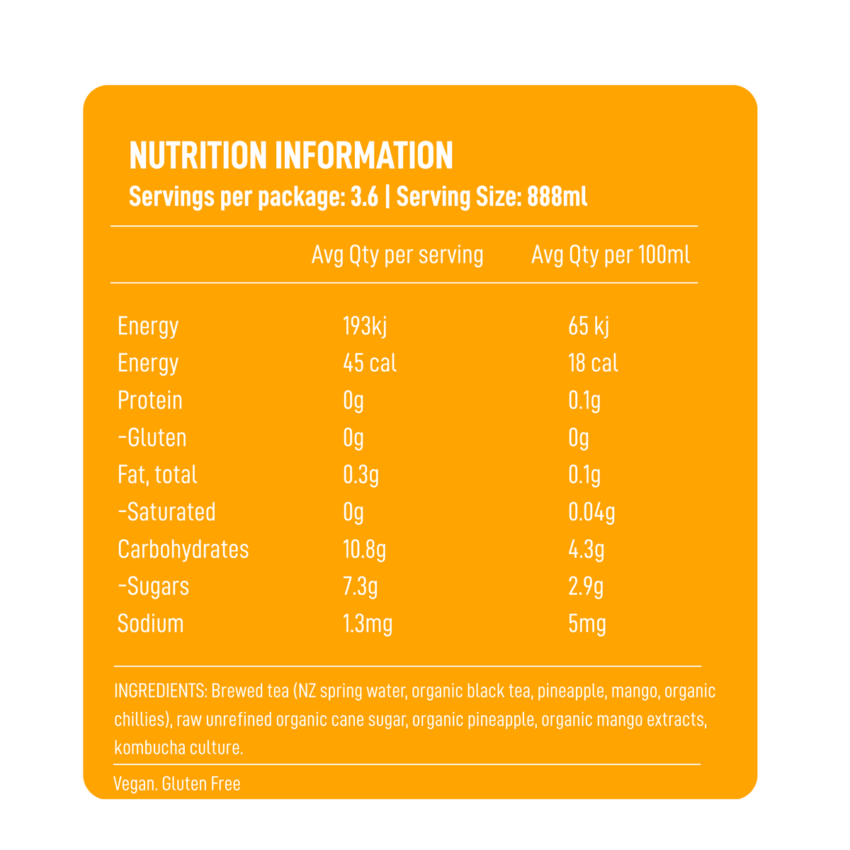 Pineapple Mango Kombucha 888ml 8-pack