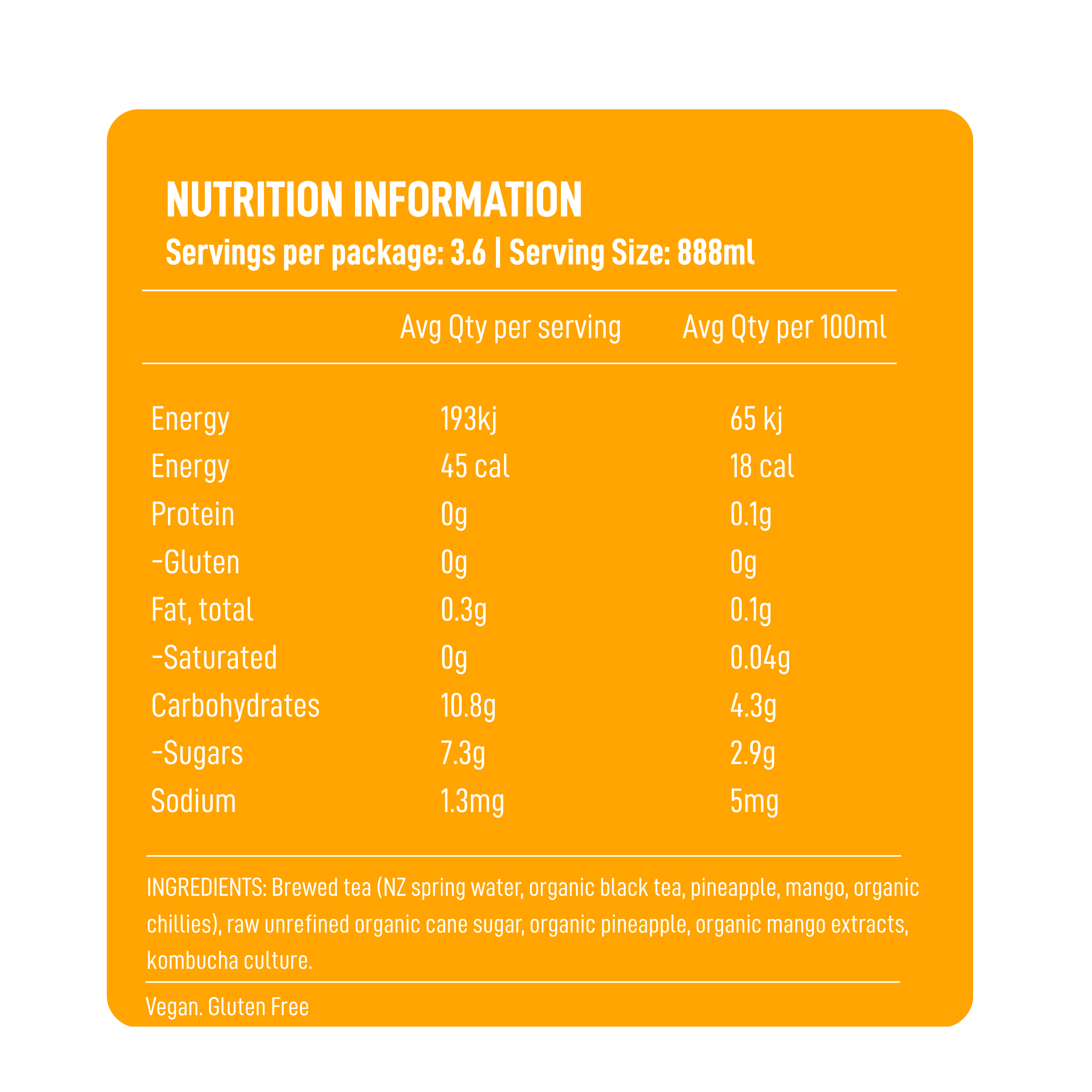 Pineapple Mango Kombucha 888ml 8-pack