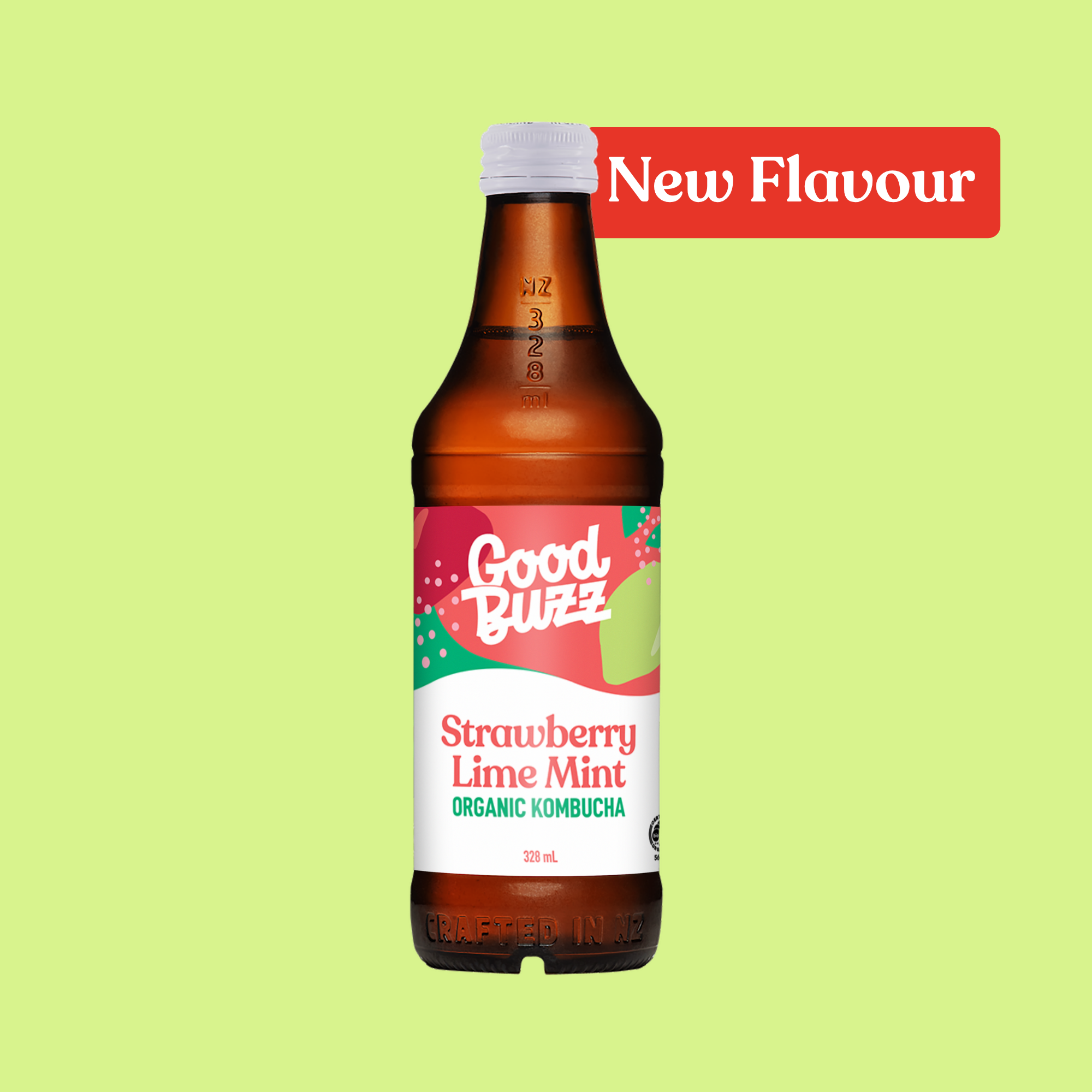 Strawberry Lime Mint Kombucha 328ml 12-pack