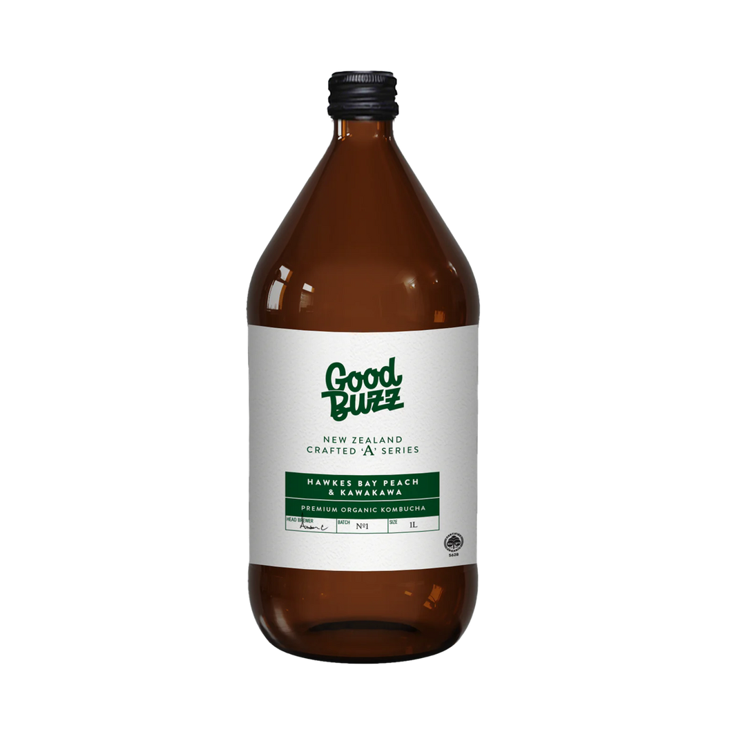 Hawkes Bay Peach & Kawakawa Kombucha 1L - 6pack