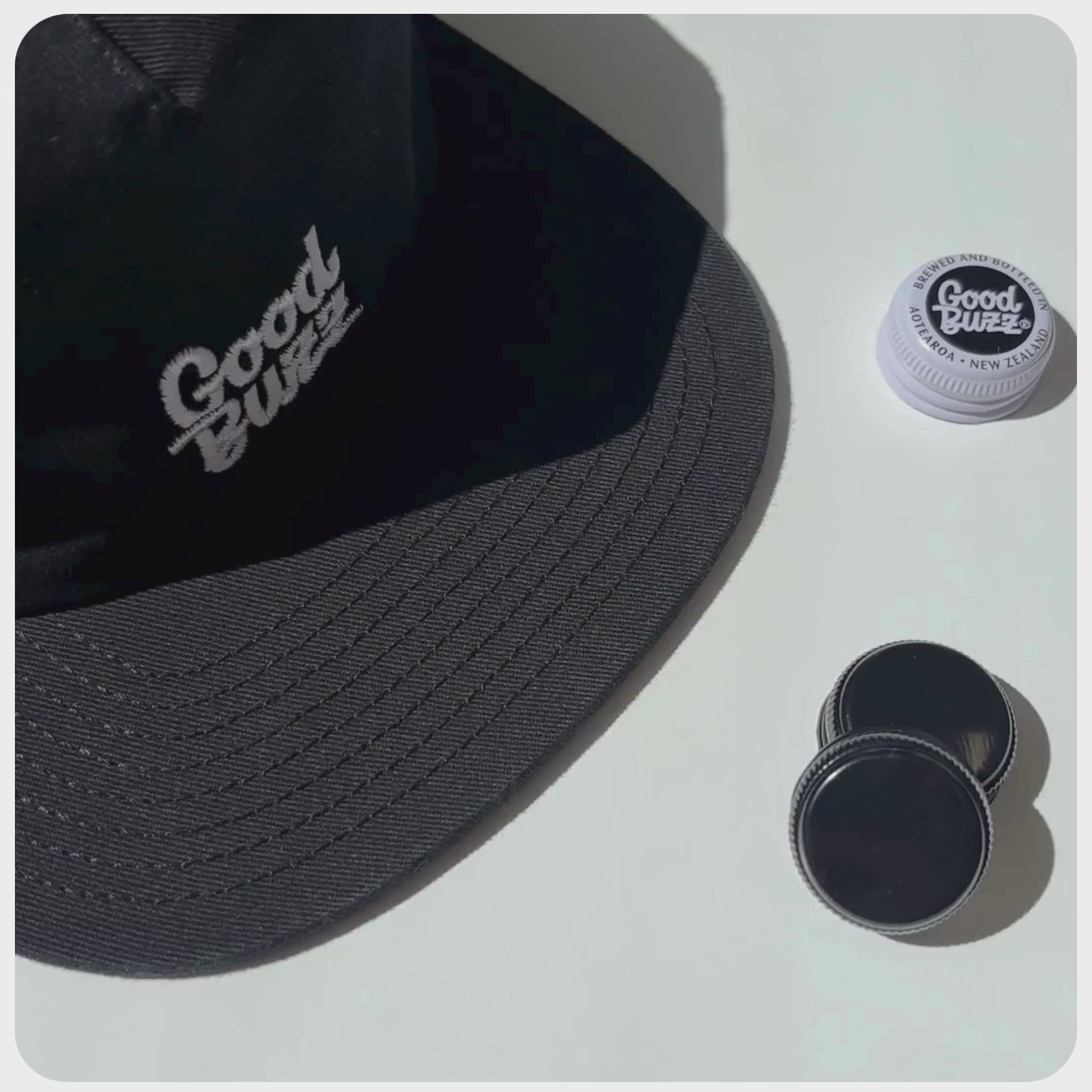 Black Good Buzz branded 5-panel cap